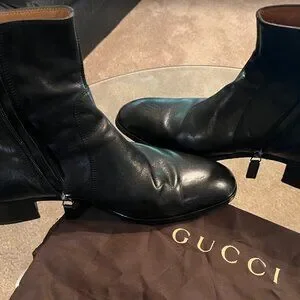 Gucci | Shoes | Gucci Mens Leather Zip Ankle Boots Size 2  display picture 3